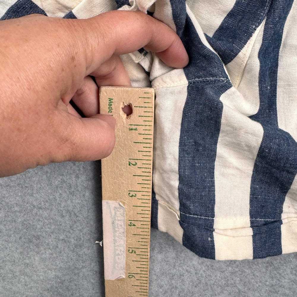 Pact Shorts Womens Small Navy Blue Cream Linen Blend Striped Pull On Nautical - Picture 7 of 8
